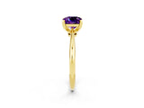 Yellow gold Cushion Cut Amethyst Solitaire Engagement Ring with Classic Band and Four-Prong Setting_26