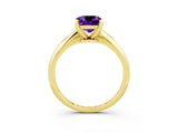 Yellow gold Cushion Cut Amethyst Solitaire Engagement Ring with Classic Band and Four-Prong Setting_27