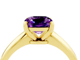 Yellow gold Cushion Cut Amethyst Solitaire Engagement Ring with Classic Band and Four-Prong Setting_28