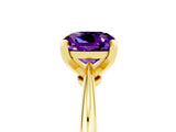 Yellow gold Cushion Cut Amethyst Solitaire Engagement Ring with Classic Band and Four-Prong Setting_29