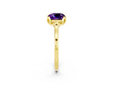 Yellow gold Cushion Cut Amethyst Solitaire Ring with Flower Prong Setting and Classic Band_38