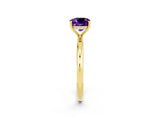 Yellow gold Cushion Cut Amethyst Solitaire Ring with Thin Band and Four-Prong Setting_2
