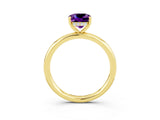 Yellow gold Cushion Cut Amethyst Solitaire Ring with Thin Band and Four-Prong Setting_3