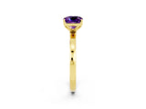 Yellow gold Cushion Cut Amethyst Solitaire Ring with Thin Band and Prong Setting_14