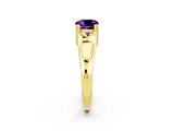 Yellow gold Cushion Cut Amethyst Solitaire Ring with Wide Band and Prong Setting_2