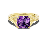 Yellow gold Cushion Cut Amethyst Solitaire Twist Band Prong Setting Ring_48