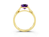 Yellow gold Cushion Cut Amethyst Solitaire Twist Band Prong Setting Ring_51