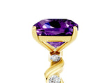 Yellow gold Cushion Cut Amethyst Solitaire Twisted Band with Round  Accents and Prong Setting_17