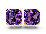 Yellow gold Cushion Cut Amethyst Stud Earrings_12