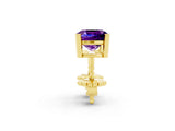 Yellow gold Cushion Cut Amethyst Stud Earrings_14