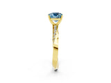 Yellow gold Cushion Cut Aquamarine Engagement Ring with Side Stone Accents and Four-Prong Setting_26