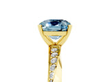 Yellow gold Cushion Cut Aquamarine Engagement Ring with Side Stone Accents and Four-Prong Setting_29
