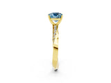 Yellow gold Cushion Cut Aquamarine Engagement Ring with Side Stone Accents and Four-Prong Setting_51