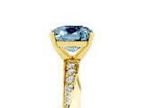 Yellow gold Cushion Cut Aquamarine Engagement Ring with Side Stone Accents and Four-Prong Setting_54
