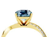 Yellow gold Cushion Cut Aquamarine Engagement Ring with Side Stone Accents and Four-Prong Setting_88