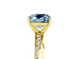 Yellow gold Cushion Cut Aquamarine Engagement Ring with Side Stone Accents and Four-Prong Setting_89