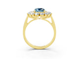 Yellow gold Cushion Cut Aquamarine Floral Double Halo Engagement Ring with Prong Setting_63
