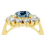 Yellow gold Cushion Cut Aquamarine Floral Double Halo Engagement Ring with Prong Setting_64