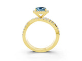 Yellow gold Cushion Cut Aquamarine Halo Ring with Round Split Shank and Prong Setting_51