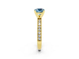 Yellow gold Cushion Cut Aquamarine Milgrain Pavé Engagement Ring with Four-Prong Setting_14