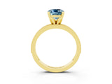 Yellow gold Cushion Cut Aquamarine Milgrain Pavé Engagement Ring with Four-Prong Setting_15