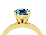 Yellow gold Cushion Cut Aquamarine Milgrain Pavé Engagement Ring with Four-Prong Setting_16