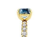 Yellow gold Cushion Cut Aquamarine Pavé Solitaire Ring with Round Band and Prong Setting_29
