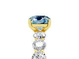 Yellow gold Cushion Cut Aquamarine Prong Setting with Side Stones on a Pave Band_5