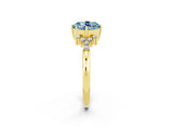 Yellow gold Cushion Cut Aquamarine Ring with Side Stones and Four-Prong Setting_38