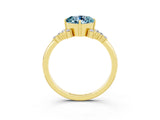Yellow gold Cushion Cut Aquamarine Ring with Side Stones and Four-Prong Setting_39