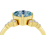 Yellow gold Cushion Cut Aquamarine Ring with Side Stones and Four-Prong Setting_40
