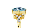 Yellow gold Cushion Cut Aquamarine Ring with Side Stones and Four-Prong Setting_41