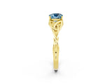 Yellow gold Cushion Cut Aquamarine Solitaire Celtic Knot Ring with Four-Prong Setting_14
