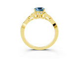 Yellow gold Cushion Cut Aquamarine Solitaire Celtic Knot Ring with Four-Prong Setting_15