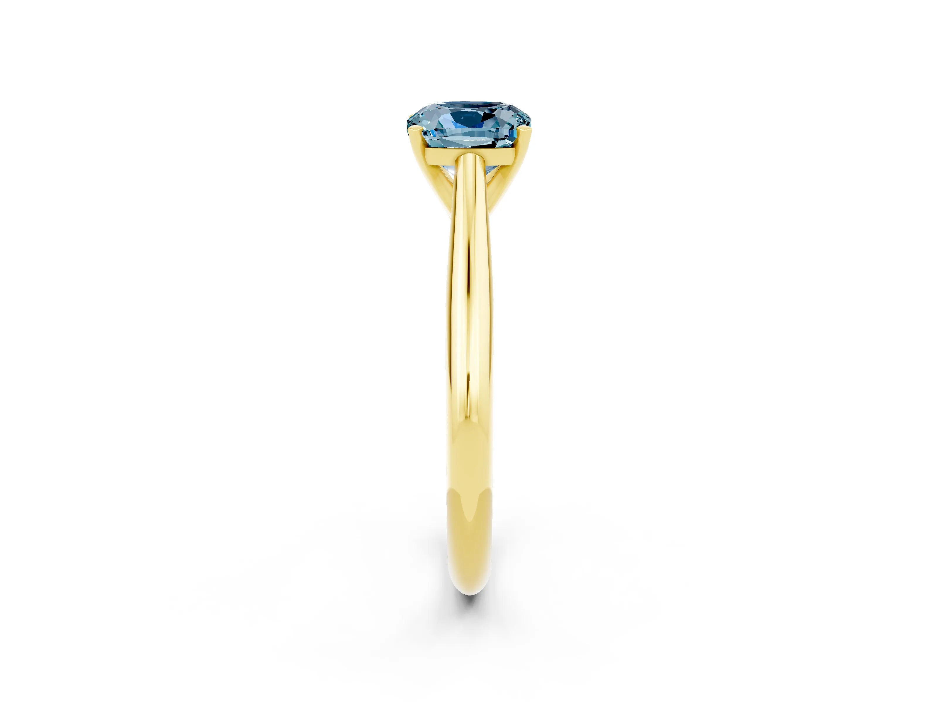 Yellow gold Cushion Cut Aquamarine Solitaire Engagement Ring with Cathedral Setting and Four-Prong Mount_14