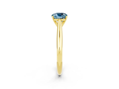 Yellow gold Cushion Cut Aquamarine Solitaire Engagement Ring with Cathedral Setting and Four-Prong Mount_14