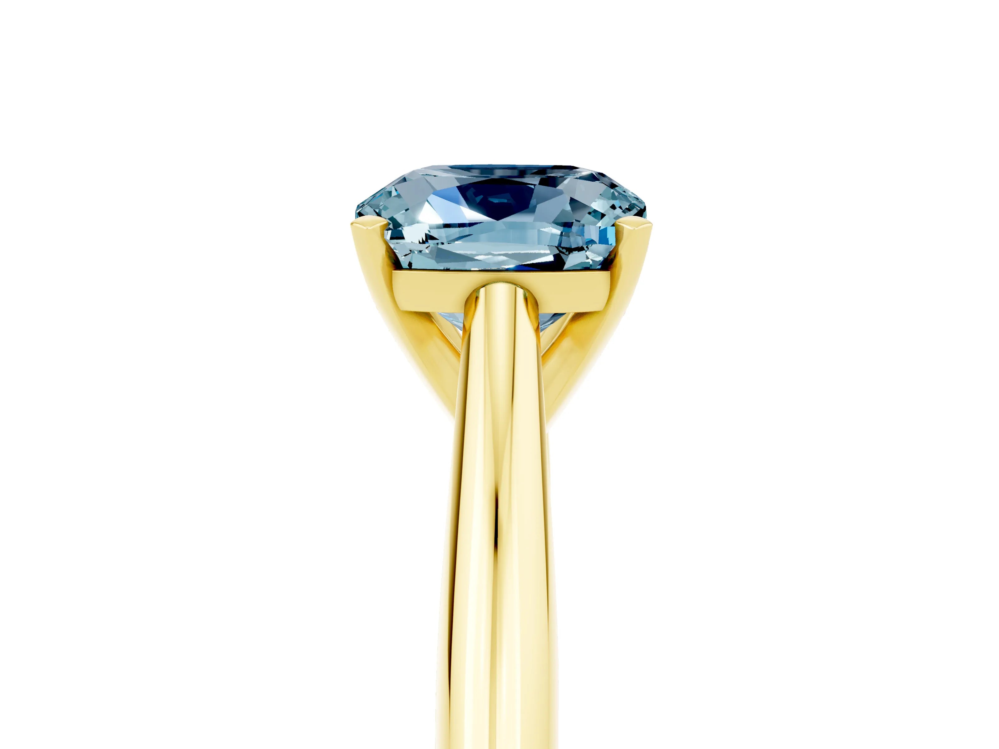 Yellow gold Cushion Cut Aquamarine Solitaire Engagement Ring with Cathedral Setting and Four-Prong Mount_17