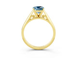 Yellow gold Cushion Cut Aquamarine Solitaire Engagement Ring with Cathedral Setting and Four-Prong Mount_27