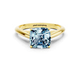 Yellow gold Cushion Cut Aquamarine Solitaire Engagement Ring with Cathedral Setting and Four-Prong Mount_30