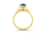 Yellow gold Cushion Cut Aquamarine Solitaire Engagement Ring with Cathedral Setting and Four-Prong Mount_33