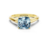 Yellow gold Cushion Cut Aquamarine Solitaire Engagement Ring with Cathedral Setting and Four-Prong Mount_78
