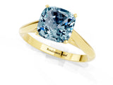 Yellow gold Cushion Cut Aquamarine Solitaire Engagement Ring with Cathedral Setting and Four-Prong Mount_79