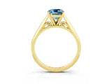 Yellow gold Cushion Cut Aquamarine Solitaire Engagement Ring with Cathedral Setting and Four-Prong Mount_81