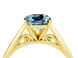 Yellow gold Cushion Cut Aquamarine Solitaire Engagement Ring with Cathedral Setting and Four-Prong Mount_82