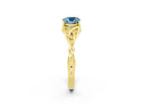 Yellow gold Cushion Cut Aquamarine Solitaire Engagement Ring with Celtic Knot Band and Four-Prong Setting_2