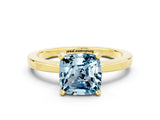 Yellow gold Cushion Cut Aquamarine Solitaire Engagement Ring with Classic Band and Four-Prong Setting_24