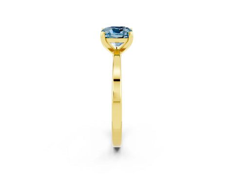 Yellow gold Cushion Cut Aquamarine Solitaire Engagement Ring with Classic Band and Four-Prong Setting_26