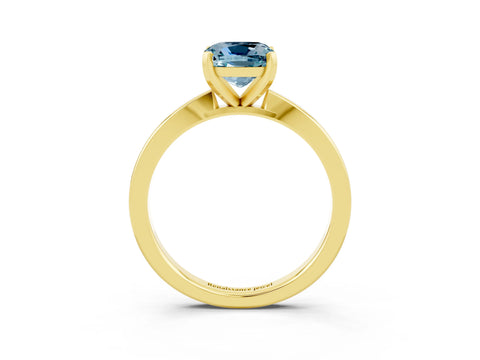 Yellow gold Cushion Cut Aquamarine Solitaire Engagement Ring with Classic Band and Four-Prong Setting_27