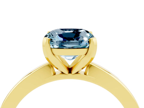 Yellow gold Cushion Cut Aquamarine Solitaire Engagement Ring with Classic Band and Four-Prong Setting_28