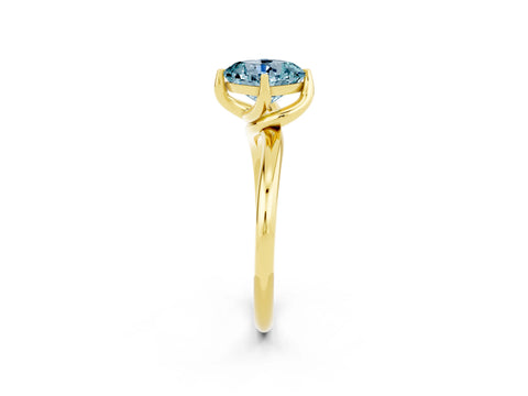 Yellow gold Cushion Cut Aquamarine Solitaire Engagement Ring with Four-Prong Setting and Classic Band_14